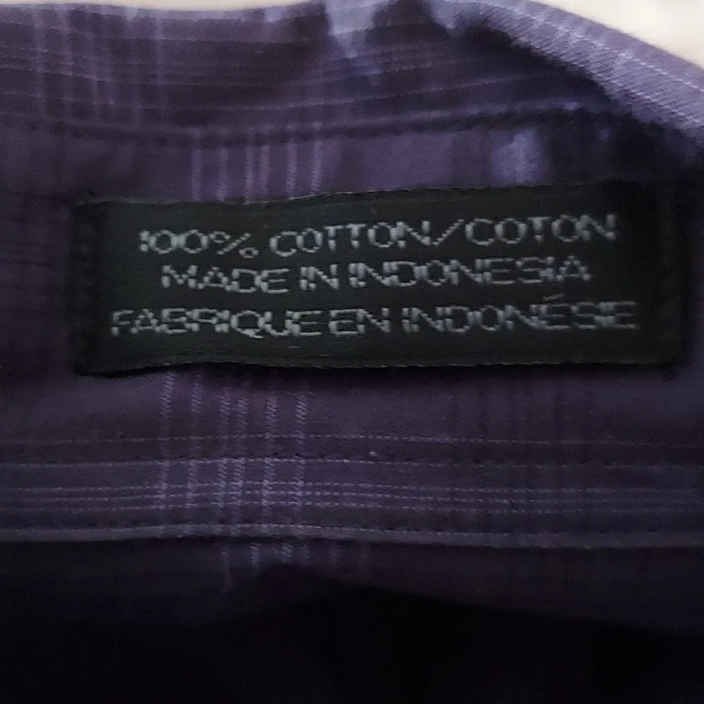 DKNY Mens Purple print Button Down Casual dress L/S SHirt Sz L